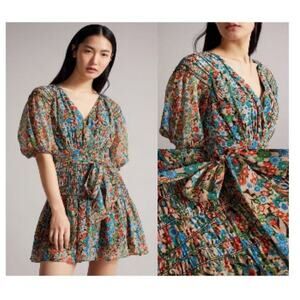 Ted Baker size 0 Tiania smock panel floral mini dress
